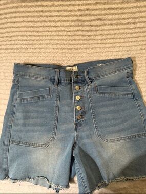 Nicole Miller Light Blue High-Waist stretch Denim Jean Shorts
